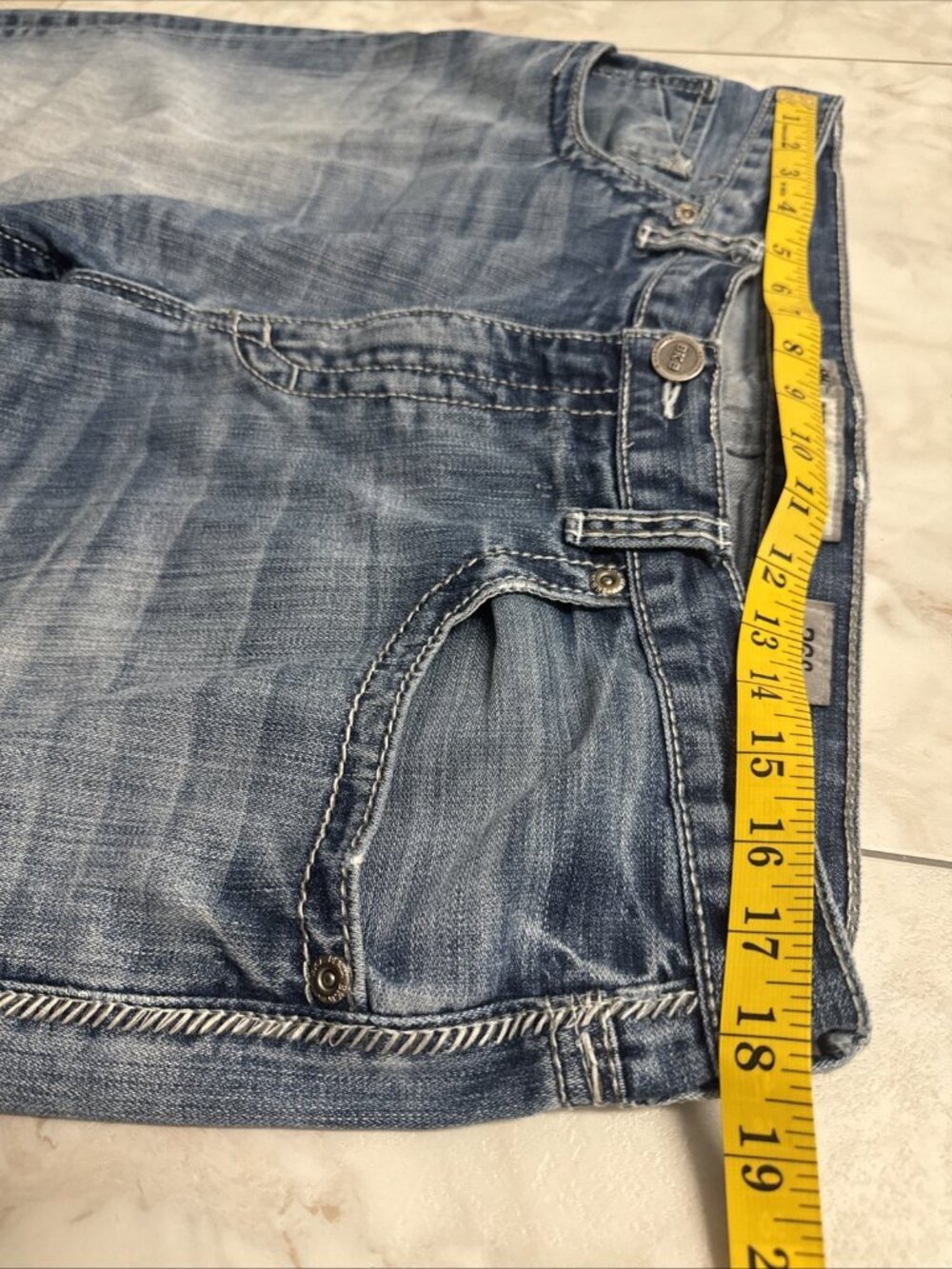 BKE Tyler Jeans Mens 36 S Blue Denim Straight Mid Embroidered Relaxed 36x29 - Picture 7 of 12